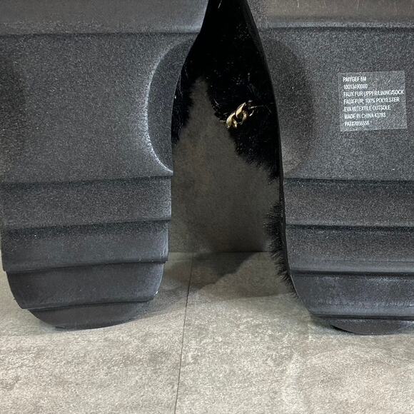 WILD PAIR Women's Black Paiyge Chain Faux-Fur Slide Slip-On Slippers SZ 6 - Picture 8 of 10